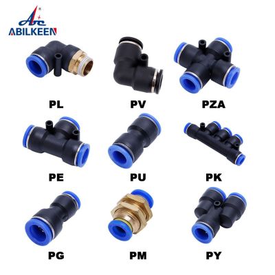 Pneumatic Fitting Pipe Connector Tube Air Quick Fittings Water Push In Hose Couping 4mm 6mm 8mm 10mm 12mm 14mm PU PG PY PK Pipe Fittings Accessories