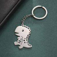 Personality Keychain Cute Little Dinosaur Spider Cartoon Fashion Trend Titanium Steel Car Key Pendant Trinket Gift Keyrings