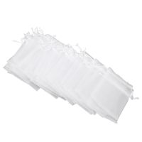 ：》《{ 100Pcs Small Mesh Bags Drawstring Sheer Organza Bags For Candy Weeding Jewelry White A