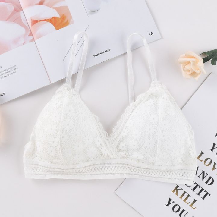 Sexy Floral Lace Bra Top For Women Push Up Female Lingerie Breathable Bralette Removable Pad Thin Wireless Bras