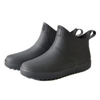 Men Rubber Rain Shoes Slip On Waterproof Low-Heel Tube PVC Rain Boots Work Plus Size Mens Boots