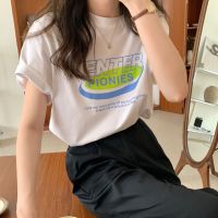 CHUUCHOP_พร้อมส่ง(C6951)??Enter Pionies tee เสื้อยืดแขนสั้นสกรีนลาย มี4สี