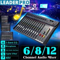 48V 6/8/12 Channel Microphone Digital Sound Mixing Amplifier Console Professional Karaoke Audio Mixer Audio USB Power