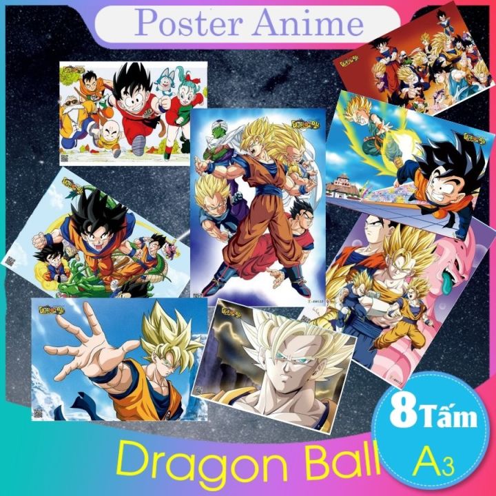 Giấy Xịn] Set 8 tấm tranh poster to A3 Dragon Ball anime siêu chất |  