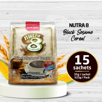 Nutra8Black Sesame Cereal เครื่องดื่มข้าวโอ๊ตสำเร็จรูปผสมธัญพืช8อย่างรสงาดำ