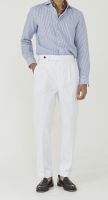 The Rimm Bkk Classic Trousers in White - cotton กางเกงเอวสูง สไตล์ sartorial กางเกงมีจีบ กางเกงทำงาน กางเกงขายาวผู้ชาย สีขาวผ้าคอตต้อน