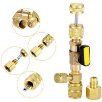 4X R410A R22 Valve Core Remover Installer Tool with Dual Size SAE 1/4 &amp; 5/16 Port for R404A R407C R134A R12 R32