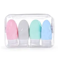 4pcs Shampoo Bottle Soft Silicone Travel Set Portable Extrusion Empty Container For Cosmetics Repeatable Filling For Traveling Travel Size Bottles Con