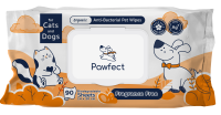 Pawfect Fragrance Free Organic Anti-Bacterial Pet Wipes 90 Sheets