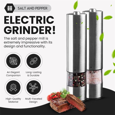 2 Piece Salt and Pepper Grinder Set - Electric Salt and Pepper Grinders  - Ceramic Grinders with Lights and Adjustable Coarseness