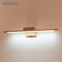 Nordic 55cm Solid wood LED mirror wall lamps for bathroom dresser home decoration for bedside bedroom wall Light with switch