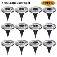 【LZ】☊▫  Solar Power Disk Light jardim ao ar livre luz subterrânea do deck lâmpada LED enterrada decoração do jardim 8 ou 20LED