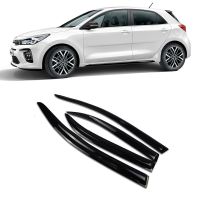 คิ้วกันสาดกระจกรถยนต์สำหรับ Kia Rio 4 2018 2019 2020 2021 + ที่บังแดดที่บังฝนที่ประตูชุดกันฝนม่านบังแดดกระจกกันฝนตกแต่ง