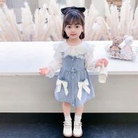 CUI YI SHOP Girls suits new style and medium-sized childrens spring autumn fashionable casual shirts denim overalls two-piece set....