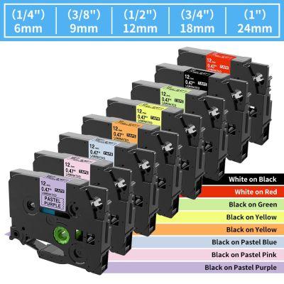 ₪﹊ TZE-231 Label Tape Compatible for Brother Label Tape 12mm for P-touch Label Maker H110 H200 P710BT Laminated Adhesive Ribbon