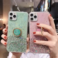 เคสที่มีห่วงโทรศัพท์ดาวแวววาวไล่ระดับสีที่จับสำหรับ iPhone 14 13 12 11 Pro Max XR XS Max 7 8 Plus เคสใสเนื้อนิ่ม