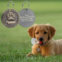 ℗ Customizable Engraved Pets ID Tag for Dog Cat Bronze Nameplate Tags Personalized Anti-lost Address Number Dogs Collar ID Pendant