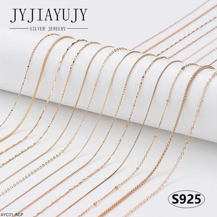 jyjiayujy-100-เงินสเตอร์ลิง-s925สร้อยคอการออกแบบที่แตกต่างกัน-ความยาวทองคำสีกุหลาบเครื่องประดับชุบของขวัญ-ayc01-rgp