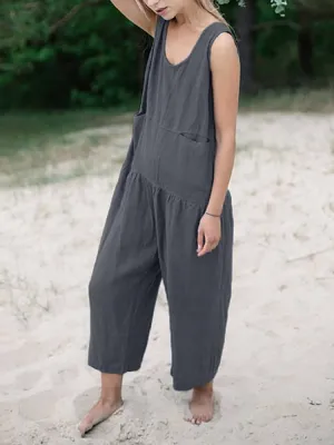 Jumpsuit Women Overalls Female Linen Clothes for Woman Plus Size Long Loose Jumpsuits Pant Summer Fashion Lady Playsuit 2022 New