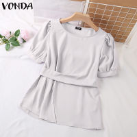 (จัดส่งฟรี)Fancystyle VONDA เสื้อสวมหัวคอกลมสำนักงานผู้หญิงแบบเป็นทางการเสื้อคอกลมลำลองแนวธุรกิจ #2