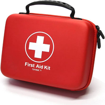 SHBC Compact First Aid Kit (228pcs) Designed for Family Emergency Care. Waterproof EVA Case and Bag is Ideal for The Car, Home, Boat, School, Camping, Hiking, Office, Sports. Protect Your Loved Ones. Red