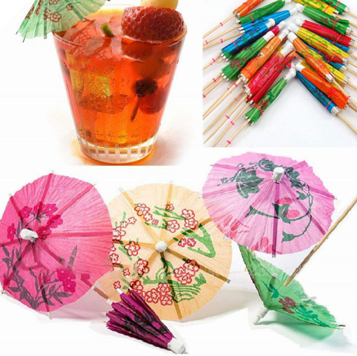 yizhuoliang-50ชิ้น-แพ็คเครื่องดื่มผลไม้เค้ก-stick-มินิร่มกระดาษค็อกเทล-parasols-ร่ม