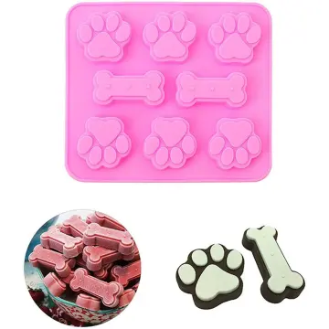 Food Grade Silicone Paw Print Mold, Reusable Dog Cat Animal Paw Ice Candy  Chocolate Baking Mold, Oven, Freezer, Dishwasher Safe(2pcs, Pink+light