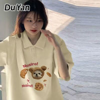 Du Yan 2023เสื้อยืดผู้หญิงแขนสั้นพิมพ์ลายใหม่ดีไซน์เรียบง่าย