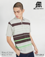 เสื้อโปโลแขนสั้นผู้ชายมีกระเป๋า  Maximo Dente คอปก ลายริ้ว คลาสสิค สไตล์ยุโรป สำหรับผู้ใหญ่ รุ่น CV-23-2  เริ่มตั้งแต่Size S-8XL (jumbo)