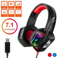 〖Undine earphone〗7.1ชุดหูฟังสเตอริโอแบบมีสาย LED สำหรับเล่นเกมสำหรับ PS4 Gamer หูฟังพร้อมไมโครโฟนตัดเสียงรบกวน PC คอมพิวเตอร์ Over Ear PC แล็ปท็อปแท็บเล็ตหมวกกันน็อค