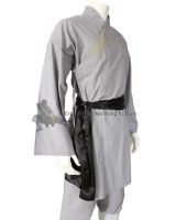 Kids Adults Popular Gray Cotton Shaolin Uniform Buddhist Robe Martial Arts Tai Chi Kung Fu Suit