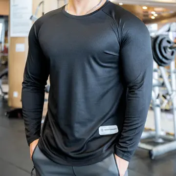Long Sleeve Gym Fitness Zipper Stand Collar Autumn Winter Quick Dry  Breathable Running Shirt Men Bodybuilding Sport T-Shirt