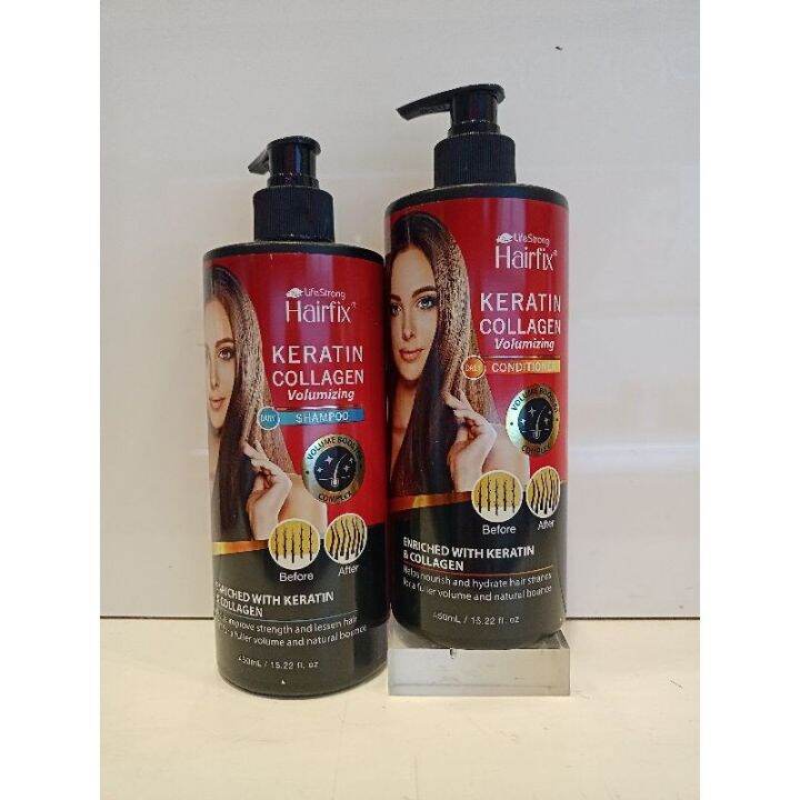 HAIRFIX KERATIN COLLAGEN VOLUMIZING SHAMPOO/CONDITIONER 450M | Lazada PH