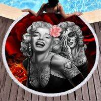 【Yayi is blessed by incense】 Marilyn Monroe-Serviette De Plage Ronde 3D Bain À La โหมด Tissu ไมโครไฟเบอร์ Taille 150ซม. Natation Voyage Sport Adulte