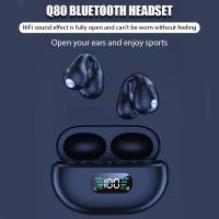 ZZOOI TWS Q80 Wireless Headphones Bluetooth 5.3 Bone Conduction Earphones Earclip Design Touch Control LED Earbuds Sports Headsets