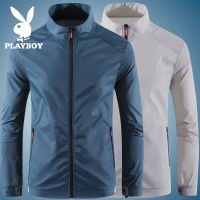 PLAYBOY เสื้อแจ็คเก็ตชายเสื้อกันแดดใหม่อินเทรนด์ระบายอากาศบางผิวหล่อผิวหนังเสื้อกีฬากลางแจ้งเสื้อกันแดดป้องกันรังสี uv