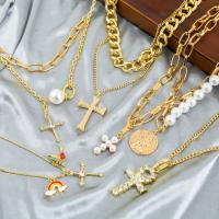 【YP】 Cross-border necklace cross pendant European and double-layer accessories Hip-hop style