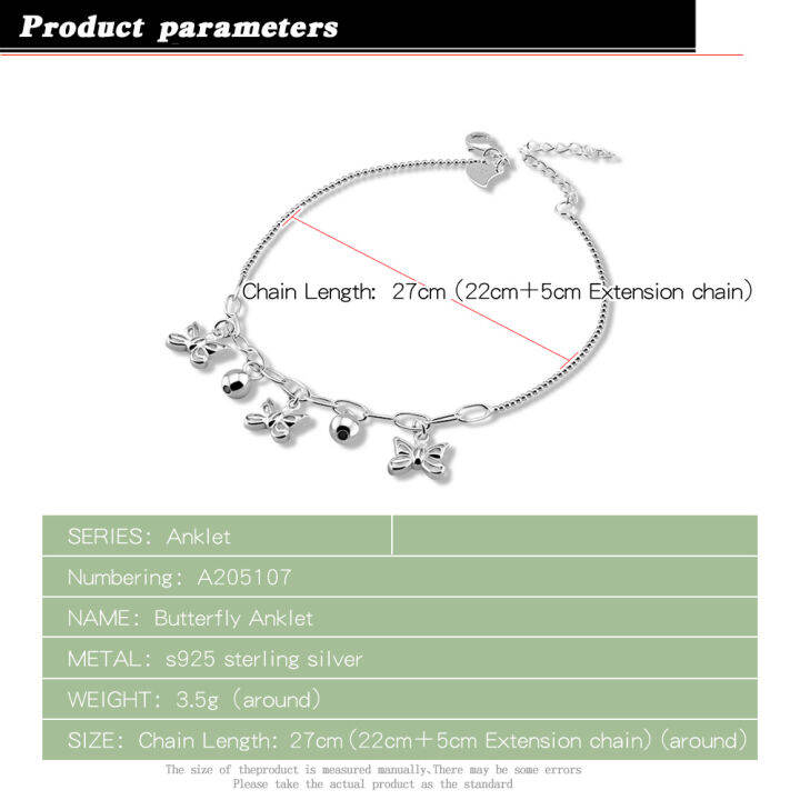 fashionable-butterfly-pendant-sterling-silver-anklet-solid-925-silver-anklet-for-women-wholesale-silver-jewelry-birthday-gift