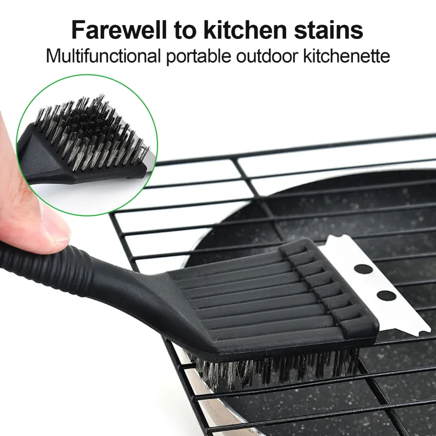 Stainless Steel Bbq Brush Barbecue Grill Brush Wire Bristles Scraper Bbq  Grate Cleaner Multi Functional Outdoor