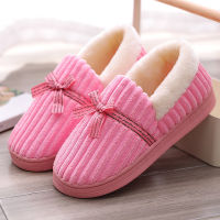 Women Fluffy Slippers Winter Shoes Home Warm Plush Bowtie Slip On Fur Flats House Ladies Casual Non Slip Casual Slippers Woman