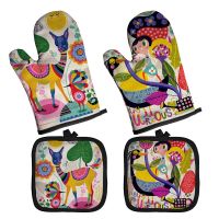 Cartoon Animal Series Baking Gloves Rabbit Insulation Pads Kitchen Tool Accessories Polyester Cooking Microwave Glove Oven Mitts