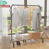 MRS.DIY ราวตากผ้าบาร์เดี่ยว+ชั้นวางของ ชั้นวางรองเท้า+ตะขอแขวนเสื้อ ราวตากผ้าเหล็ก รุ่น HA15-6