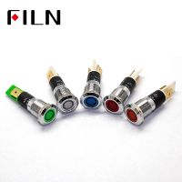 FILN 12mm Chrome Metal LED Pilot Panel Dash Signal Indicator lamp Car Boat Marine Warning light 3v 6v 12v 24v 110v 220v