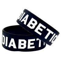 1 PC Diabetic Silicone Wristband One Inch Wide Black Adult Size Mobile Accessories