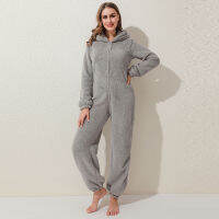 Winter Warm Pyjamas Women Onesies Fluffy Fleece Jumpsuits Sleepwear Overall Plus Size Hood Sets Pajamas For Women Adult