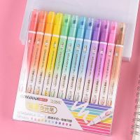 [HOT BYIIIXWKLOLJ 628]ปากกาเน้นข้อความปากกาไฮไลท์ลบได้12สี,ปากกาหัวเขียนสีพาสเทลต่างๆ O1A3 DIY