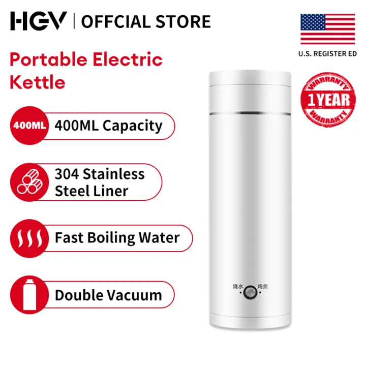 HGV [1 Year Warranty] 400ML Portable Electric Kettle Thermal Cup Coffee