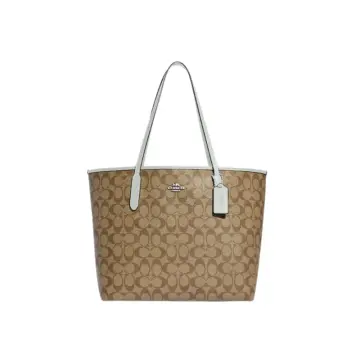 Coach CF342 City Tote With Coach Monogram Print IN Chalk 