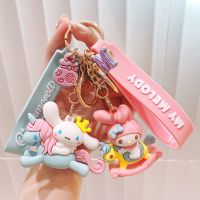 Kawaii Cat Keychain Anime Dog Key Chain Ring Women Men Car Keychains Cute Keyring School Teacher Gift Bags Airpods Phone Charm