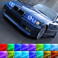 ไฟหน้า Rgb หลายสีแอลอีดีแหวนเฮโลตานางฟ้า Drl Rf รีโมทคอนโทรลสำหรับ Bmw 3ชุด E36 1990 2000อุปกรณ์เสริม